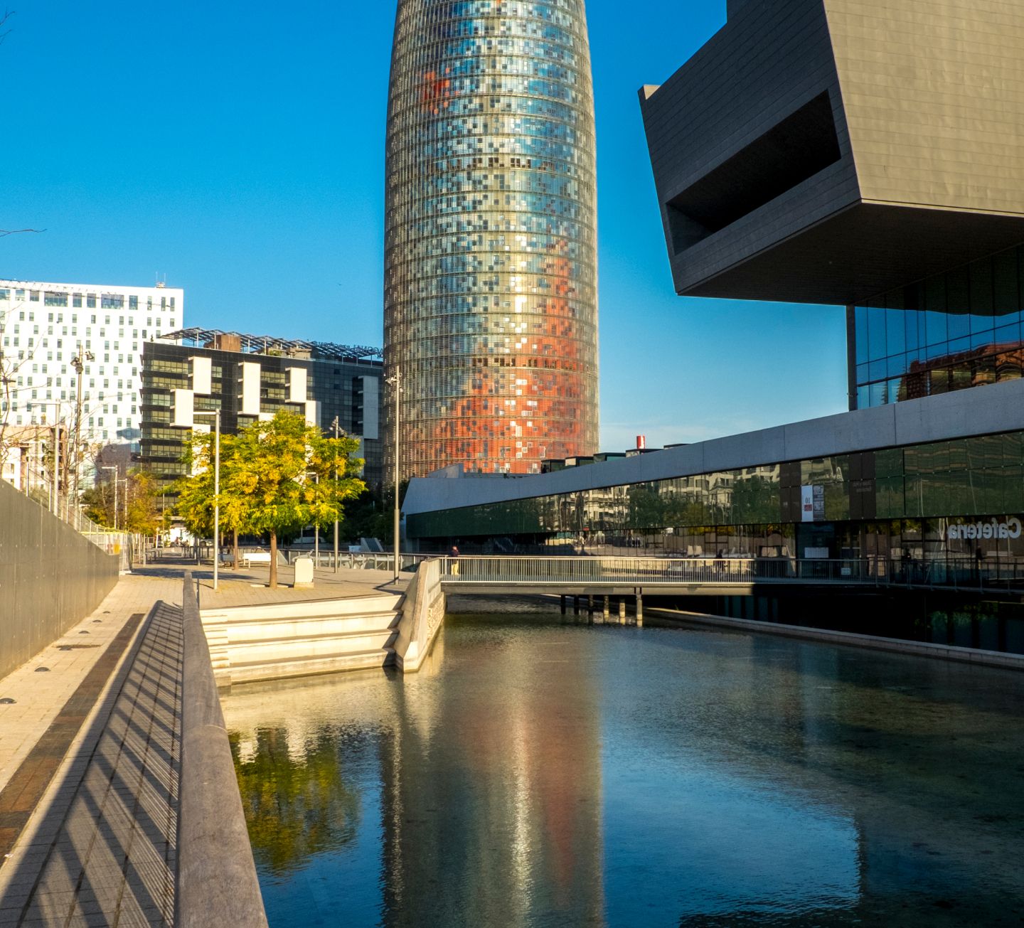 Fondo azul oscuro con un diseño abstracto para la sección de servicios de Esperon
