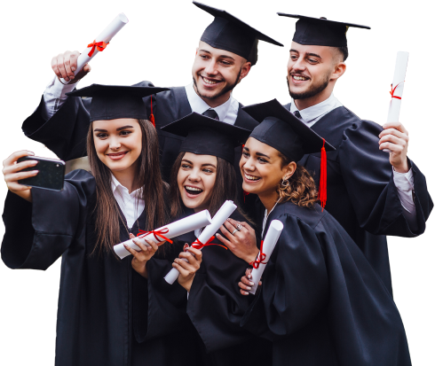 Grupo de estudiantes extranjeros felices en una universidad de España